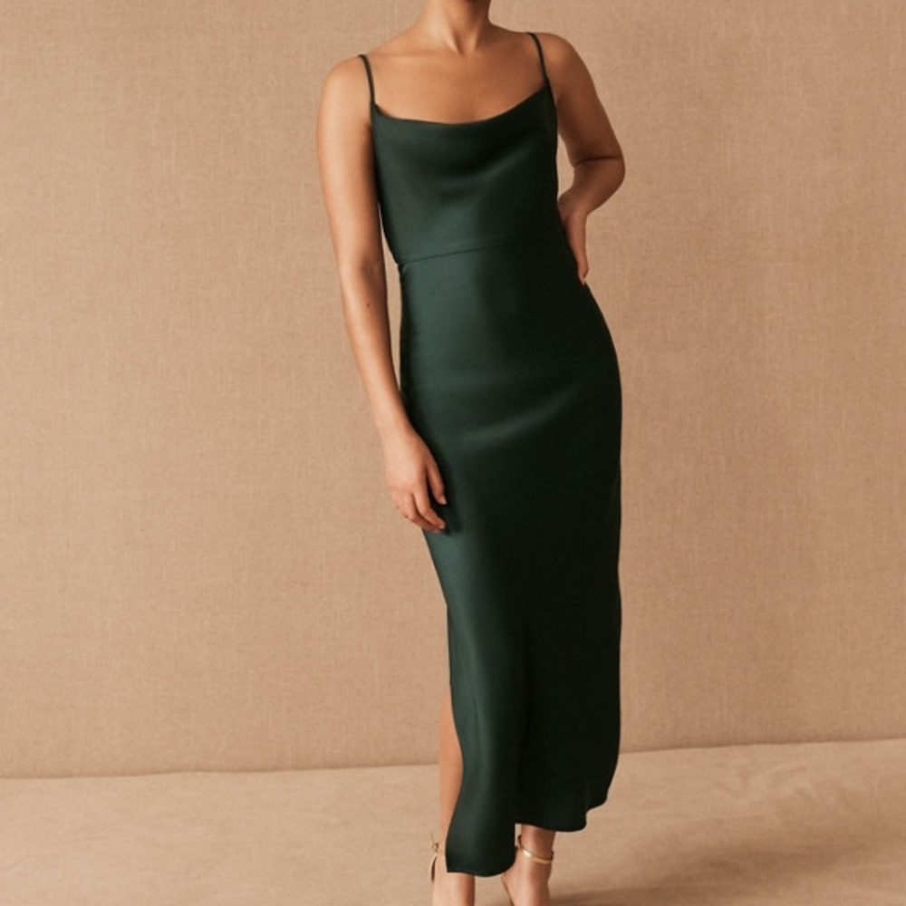 Elegant Green Satin Dress